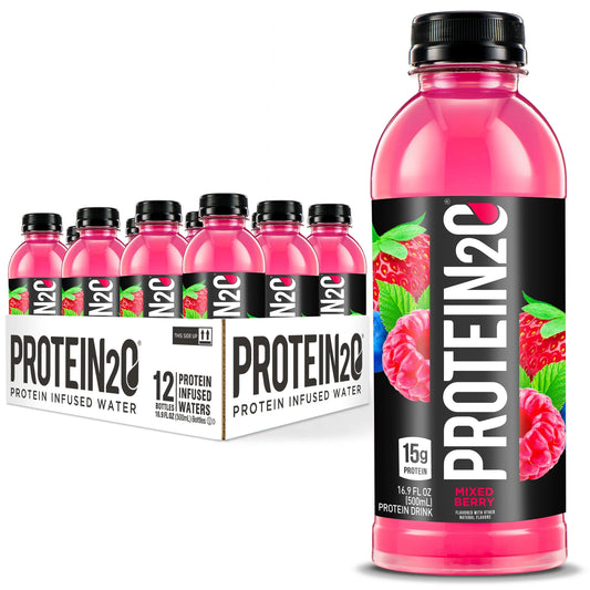 +Electrolytes, 15G Whey Protein Infused Water, Mixed Berry, 16.9 Fl Oz Bottle (Pack of 12)