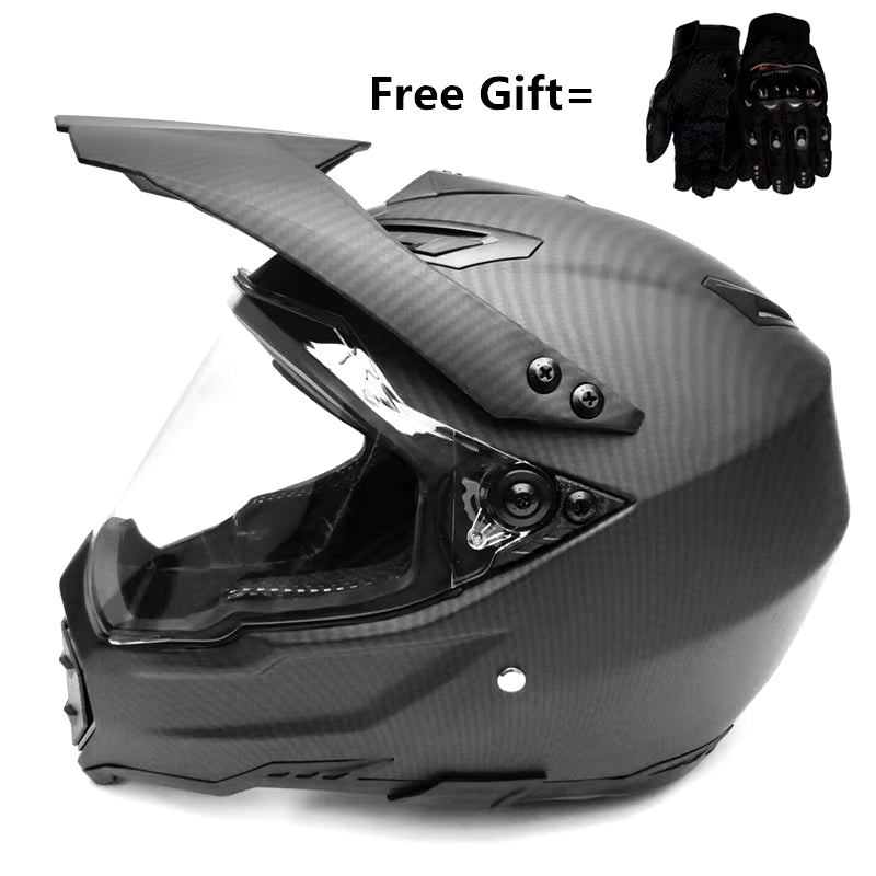 Carbon Fiber Pattern ABS Mater Full Face Moto Racing Helmet DOT Outdoor Adult MX Motocross Off-Road Dirt Bike Motorcycle ATV M