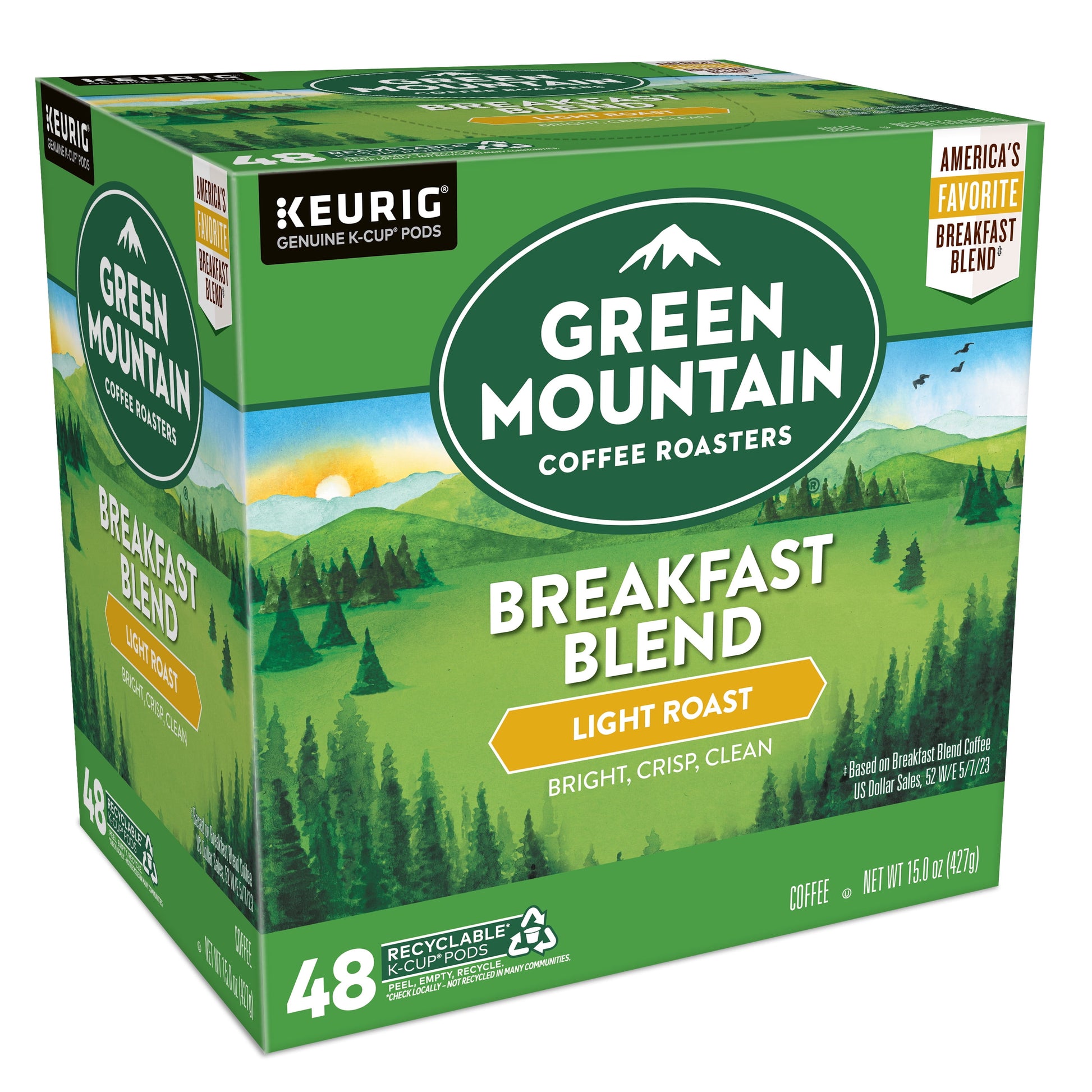 (4 Pack) , Breakfast Blend Light Roast K-Cup Coffee Pods, 48 Count