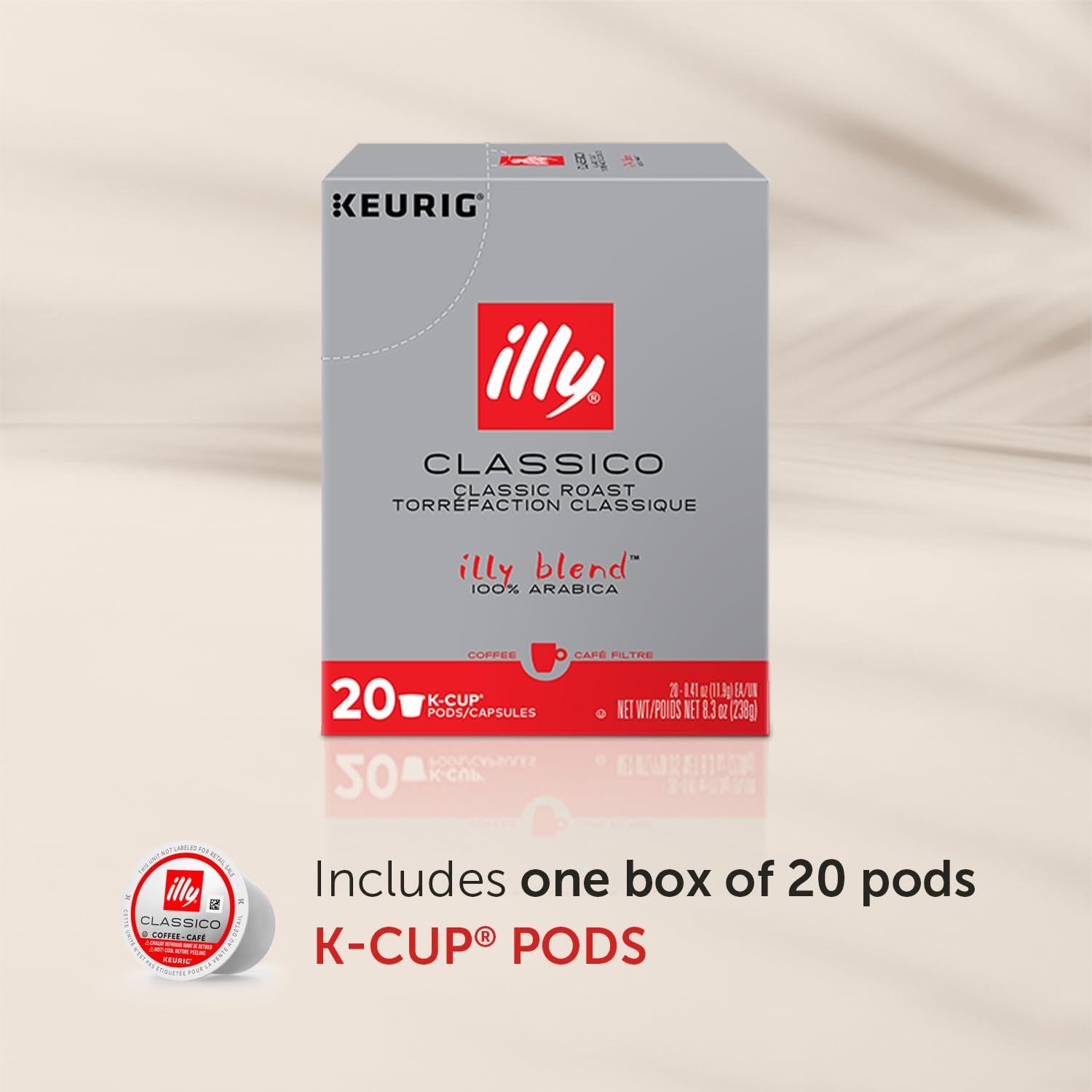 Coffee K Cups - Coffee Pods for Keurig Coffee Maker – Classico Roast - Caramel, Orange Blossom & Jasmine - Mild, Flavorful & Balanced Flavor Pods of Coffee - No Preservatives – 20 Count