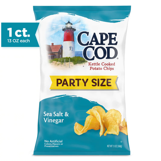Potato Chips, Sea Salt & Vinegar Kettle Chips, 13 Oz Party Size