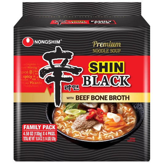 Spicy Pot-Au-Feu Flavor Shin Black Noodle Soup, 4.58 Oz, (Pack of 4)