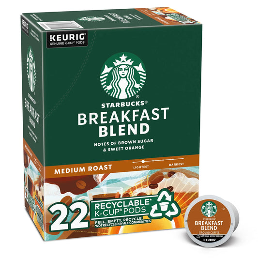 , Breakfast Blend Medium Roast K-Cup Coffee Pods, 22 Count K Cups
