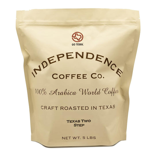 Texas Two Step Caramel, Vanilla, and a Hint of Pecan Flavored Light Roast Whole Bean Coffee, 5 Pound Bag
