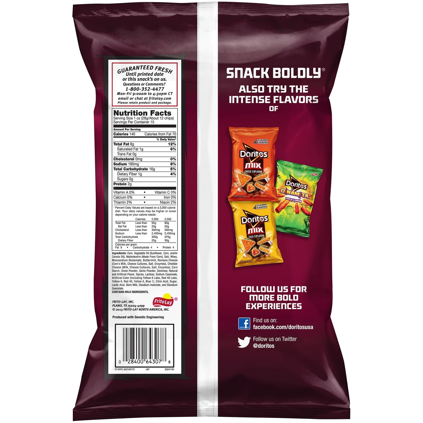 , Spicy Nacho Flavored Tortilla Chips, Party Size, 15 Oz Bag