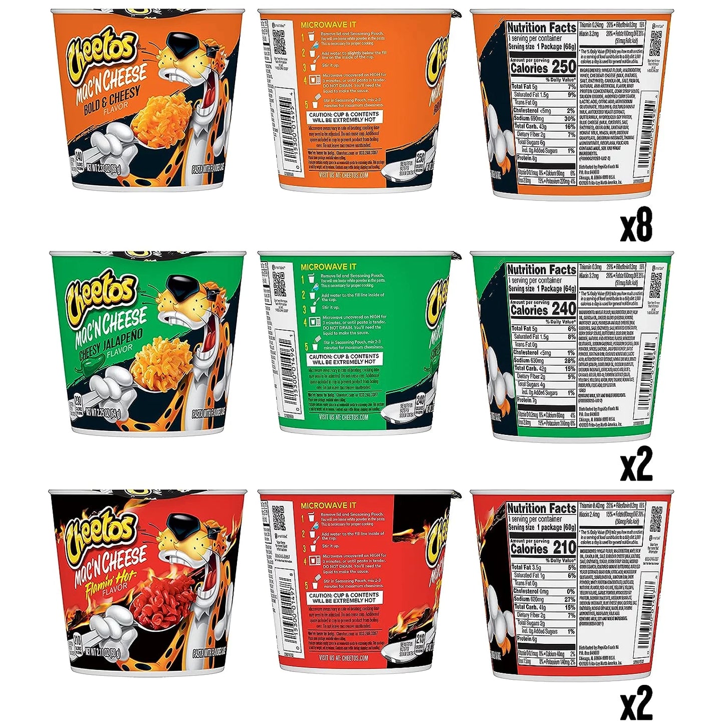, 3 Flavor Variety Pack, Mac and Cheese, Macaroni & Cheese, 2 Oz Cups, 12 Count