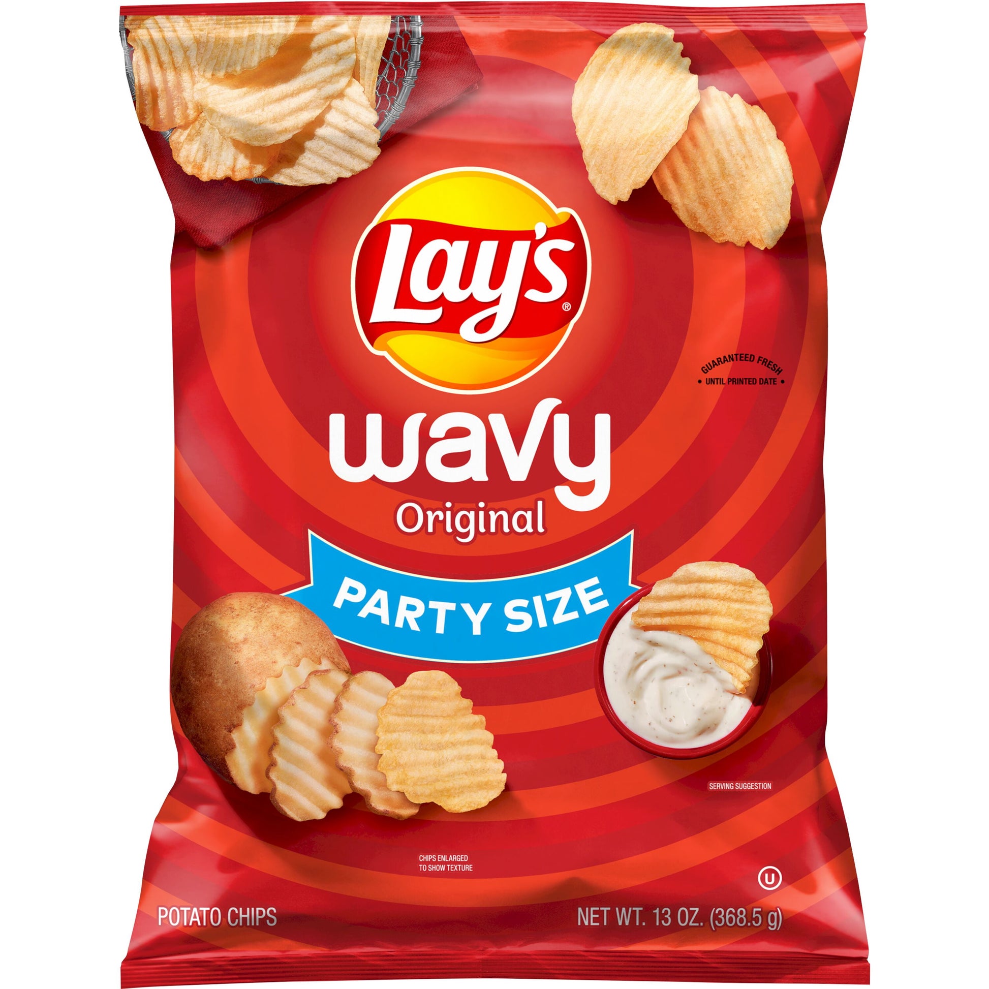 Wavy Original Potato Snack Chips,Party Size, 13 Oz Bag