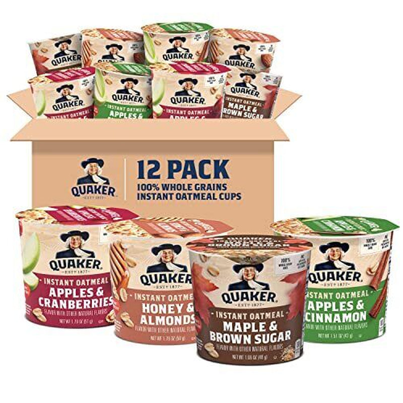 12Pk Quaker Instant Oatmeal Express Cups, 4 Flavor Variety Pack, 1.76 Ounce