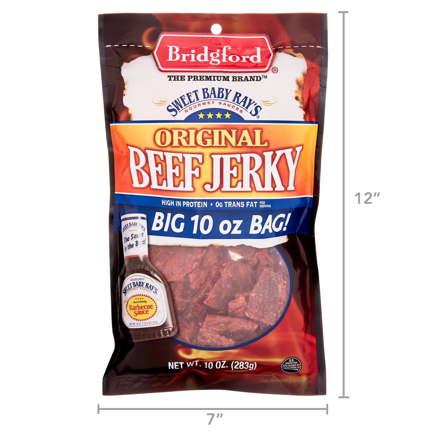 100% Beef Sweet Baby Ray'S Original Beef Jerky 10Oz Resealable Bag
