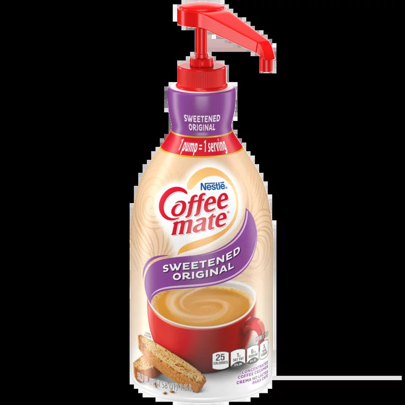 Coffee Mate Sweetened Original Liquid Coffee Creamer, Bulk Coffee Creamer Pump Bottle, 50.7 Oz