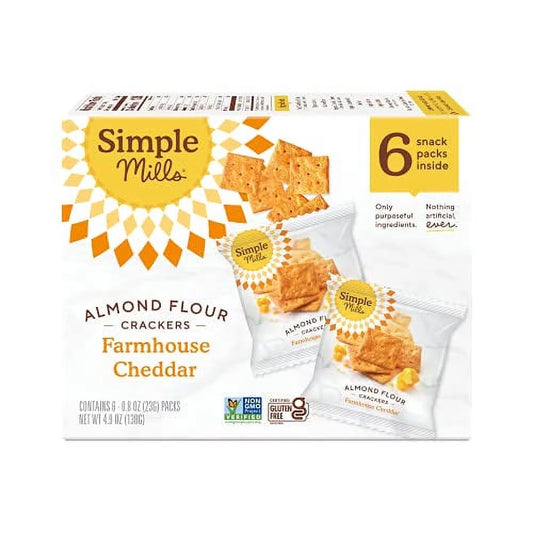 Almond Flour Crackers, Farmhouse Cheddar Snack Packs - Gluten Free, Healthy Snacks, 4.9 Ounce (Pack of 1)