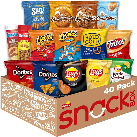 Ultimate Classic Snacks Package, Variety Assortment of Chips, Cookies, Crackers, & Nuts, (Pack of 40) (Packaging May Vary)