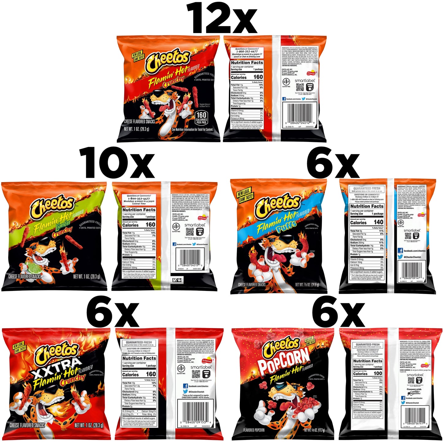 Flamin' Hot Mix Snack Chips Variety Pack, 1Oz Bags, 40 Count Multipack (Packaging May Vary)