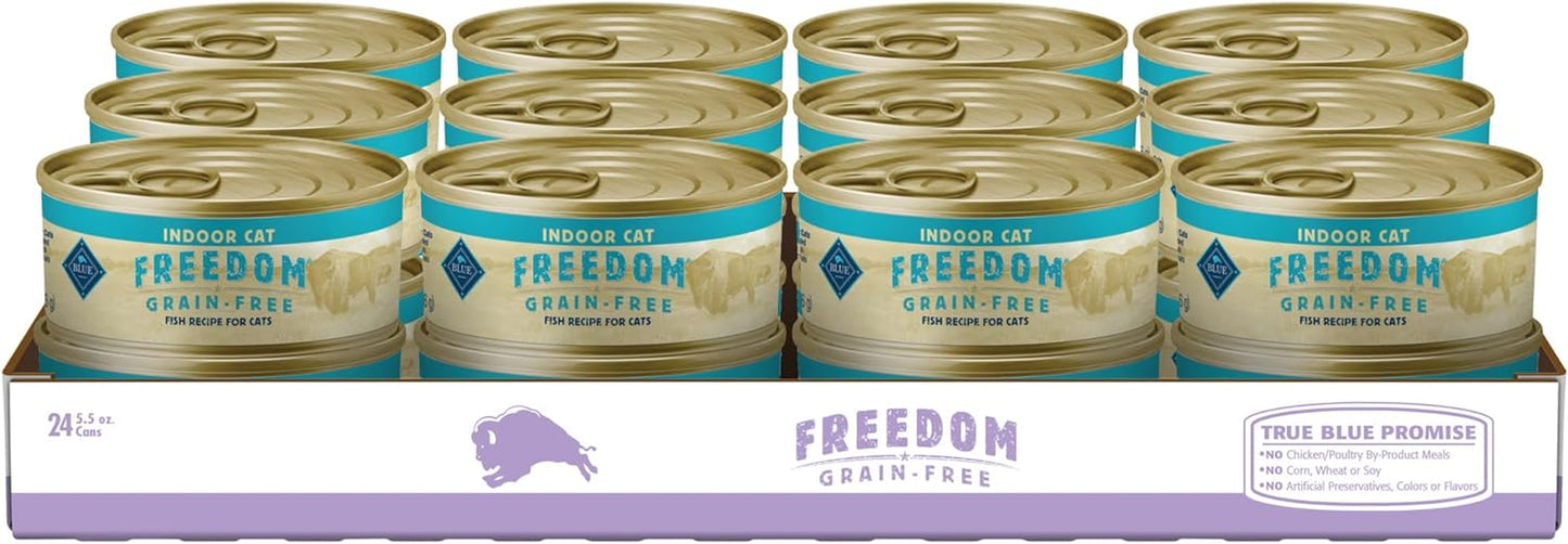 Freedom Grain Free Natural Adult Pate Wet Cat Food, Indoor Fish 5.5-Oz Cans (Pack of 24)