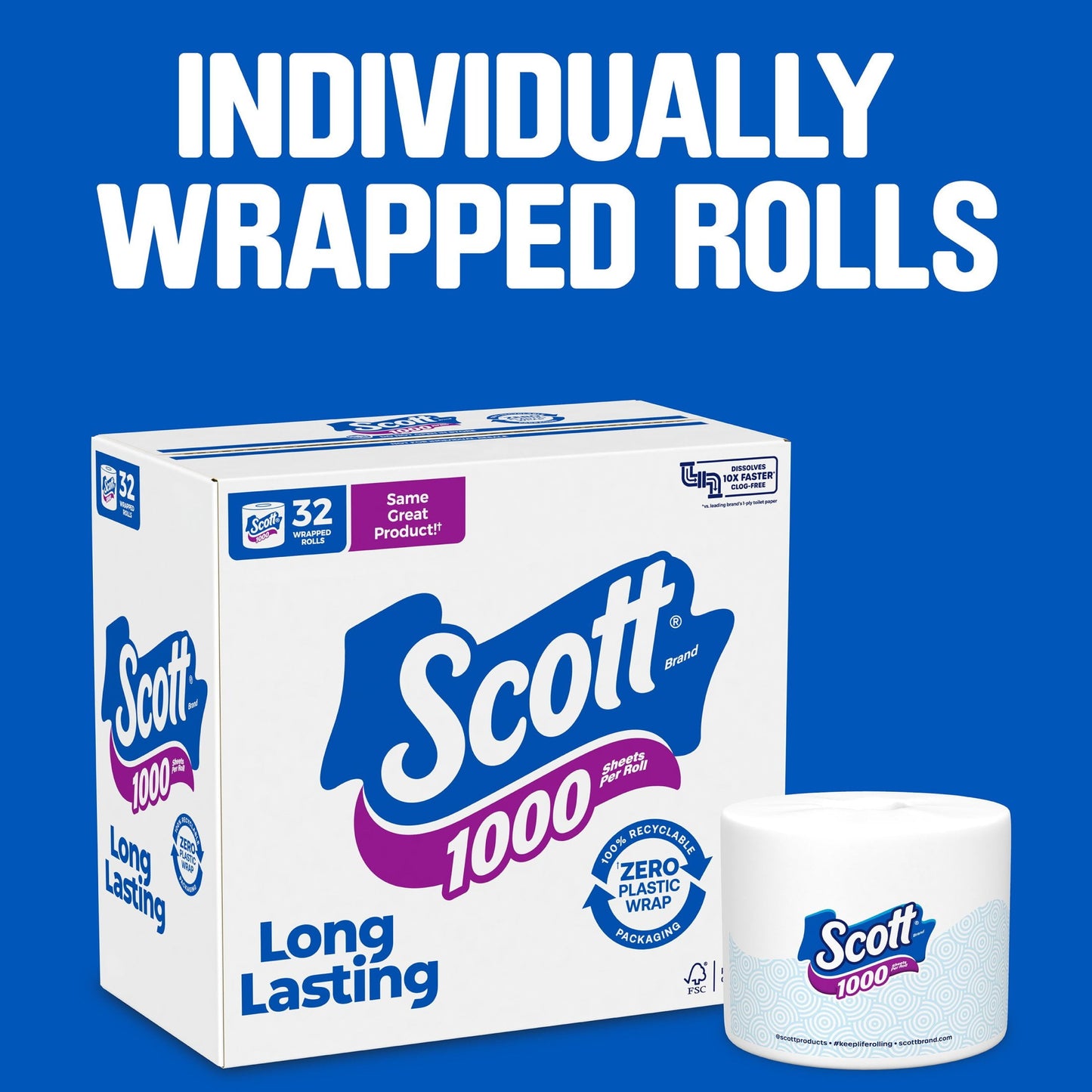 1000 Toilet Paper, 32 Rolls, 1,000 Sheets per Roll