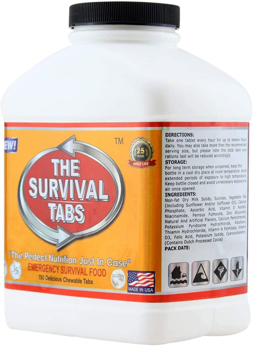 Survival Tabs 30-Day Food Supply Emergency Food Ration 360 Tabs Survival Mres for Disaster Preparedness for Earthquake Flood Tsunami Gluten Free and Non-Gmo 25 Years Shelf Life - Strawberry Flavor