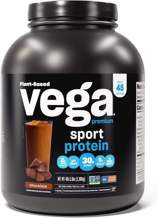 Sport Premium n Protein Powder Chocolate(45 Servings) 30G Plant Based Protein,5G Bcaas,Dairy Free,Gluten Free,Non Gmo,Pea Protein for Women and Men,4Lbs 5.9Oz(Packaging May Vary)