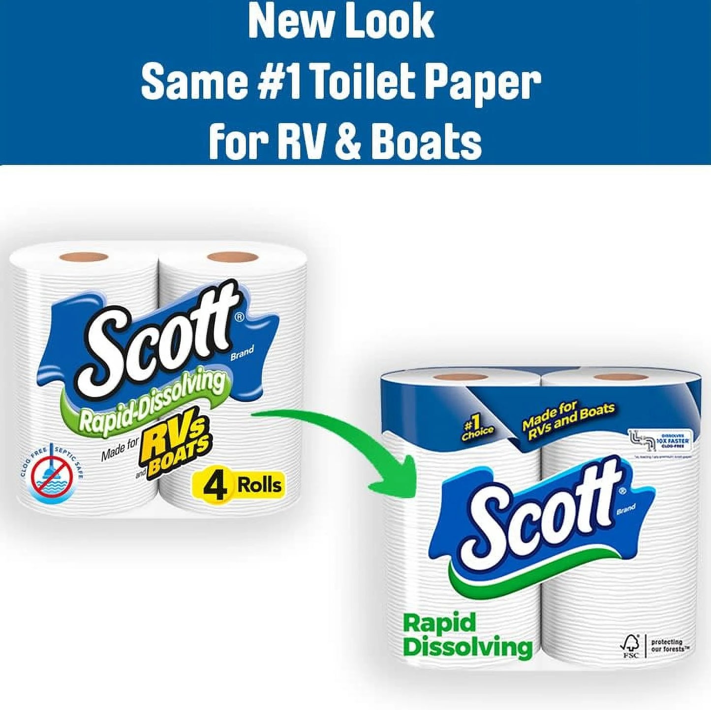 (2 Pack)  Rapid-Dissolving Toilet Paper for Rvs & Boats, 8 Double Rolls