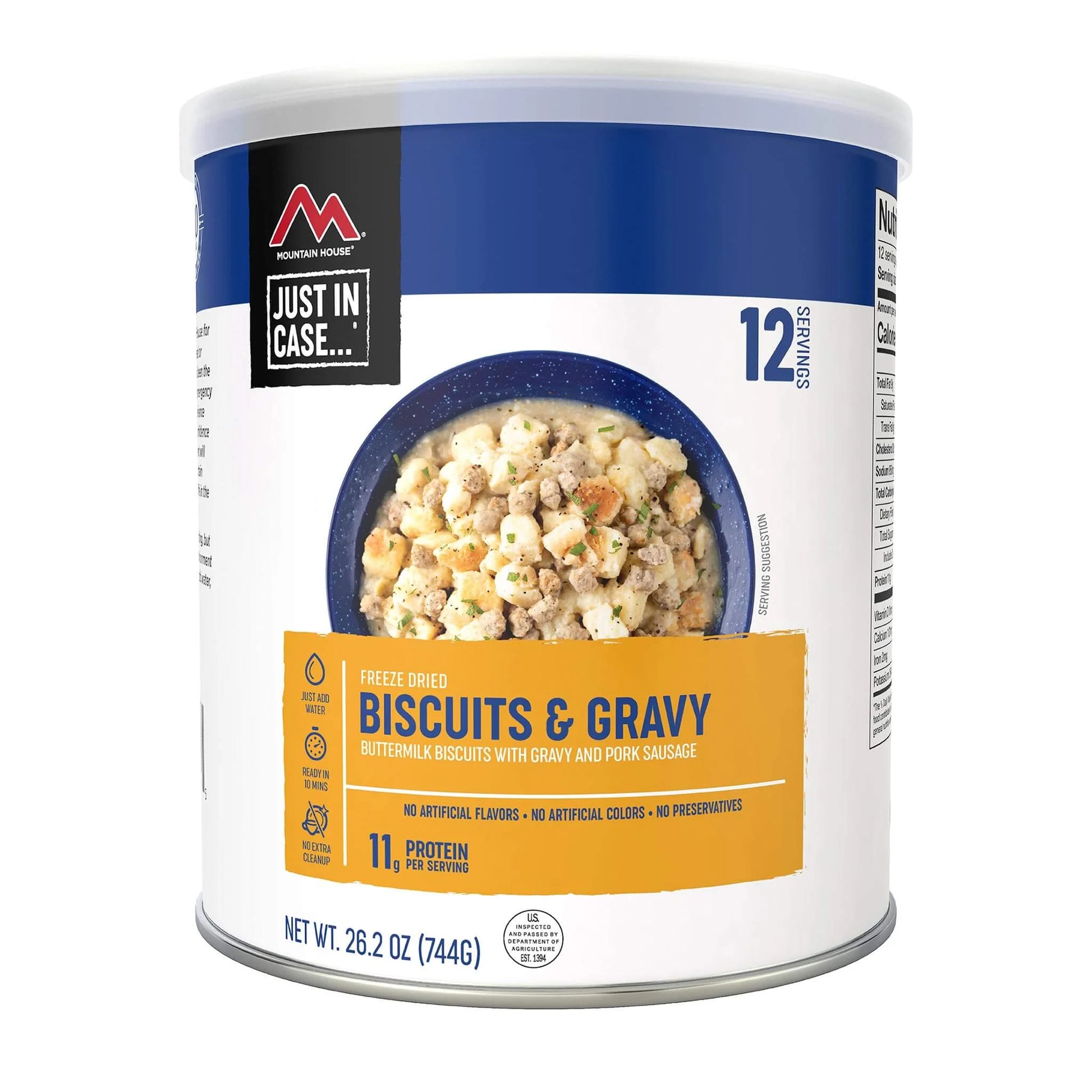 (6 Cans Pack) Newly Launched  Biscuits & Gravy Freeze Dried Survival Emergency Camping Food Fully Cooked #10 / 12 Servings / Can