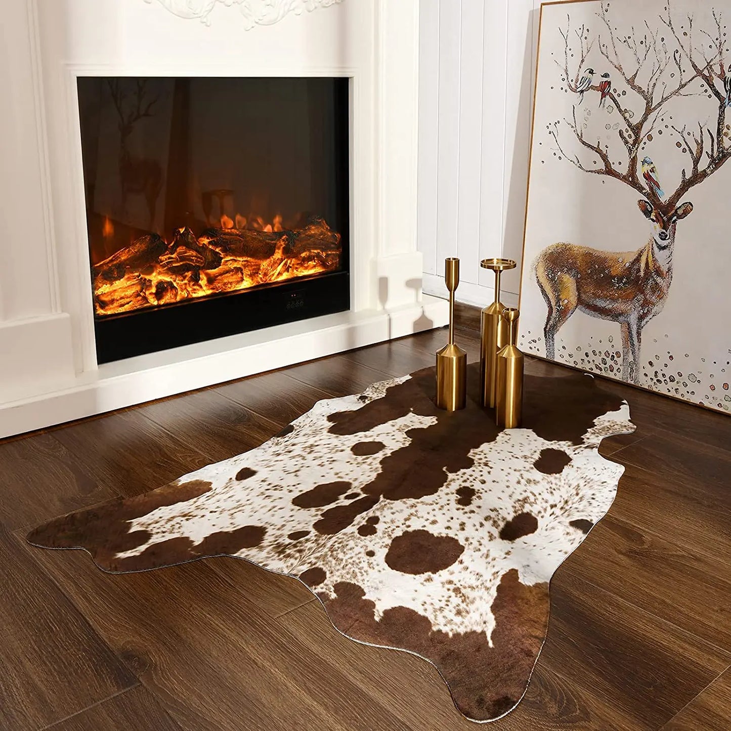 Imitation Cow Leather Area Rug Room Decor Carpet Industrial Style Carpets for Living Room Modern Rugs for Bedroom Floor Mats