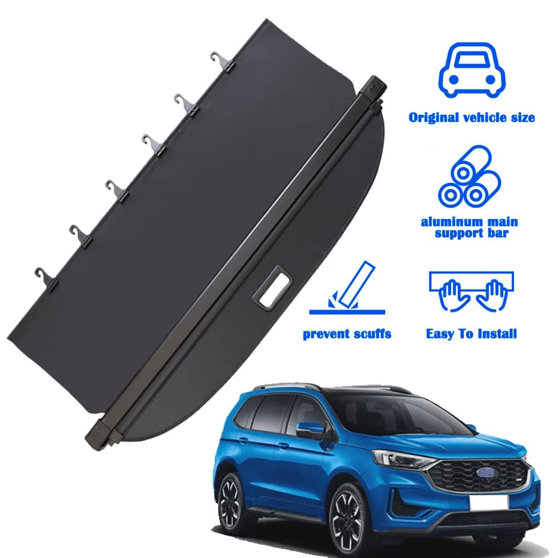 For Ford Edge Cargo Cover Trunk Retractable Parcel Rack Waterproof Shield Privacy Cargo Cover Auto Parts 2015-2021