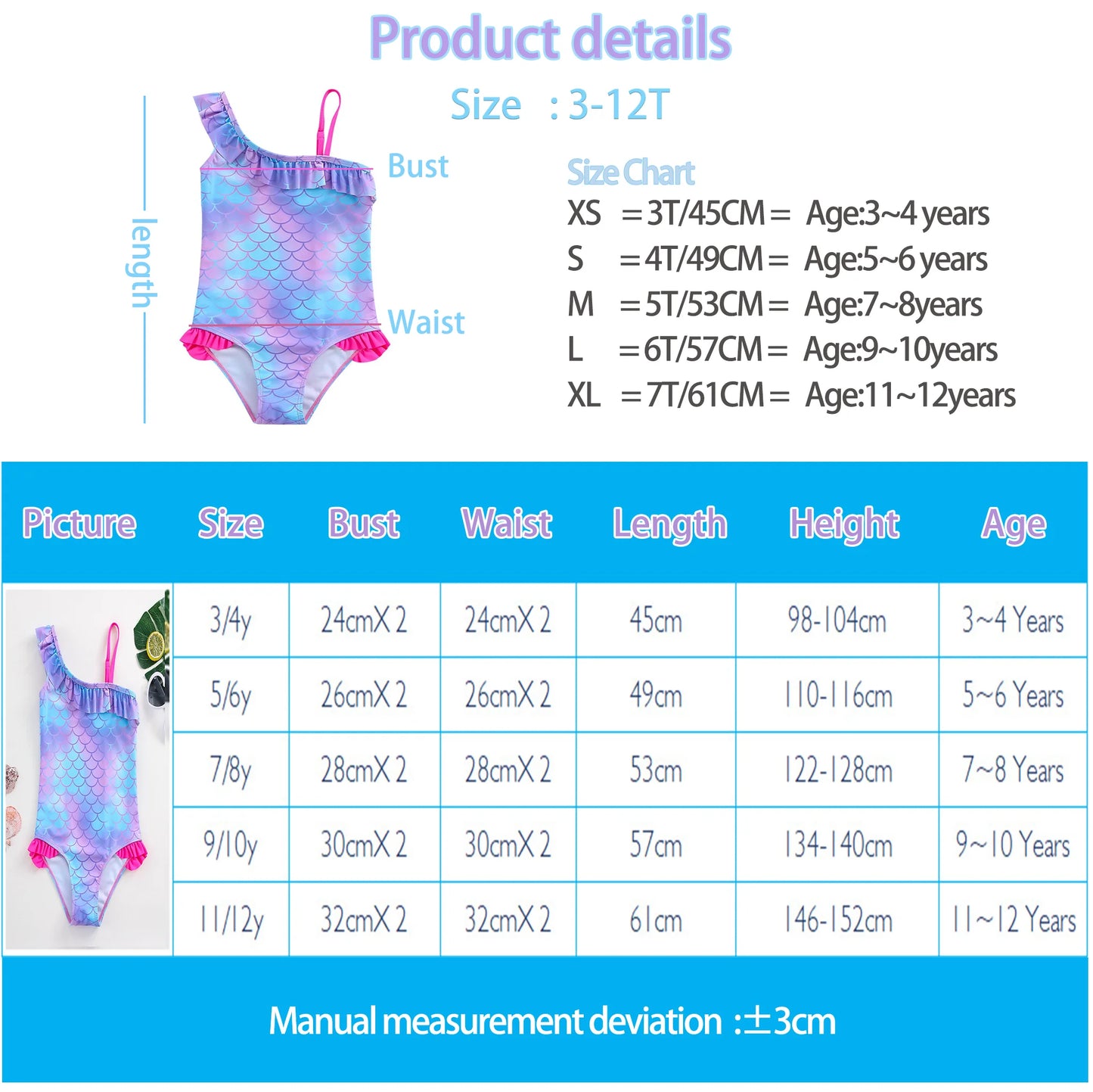 Stitch Girls Swimsuit Fashion Mermaid Fish Scale One-Piece Bathing Suits Children's Dresses Summer Swimwear Beach Suit Kids Wear