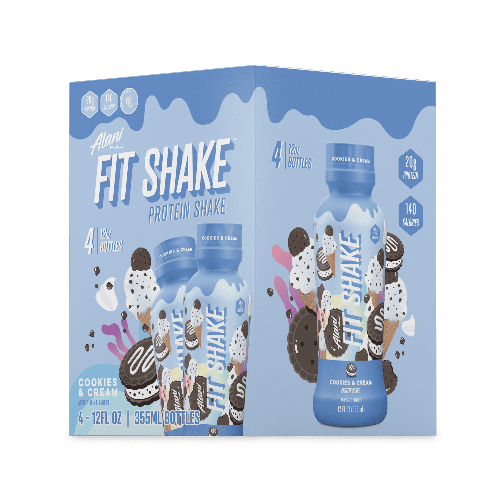, Fit Shake, Protein Shake, Cookies and Cream, 20 Grams, 12Oz,  Pk