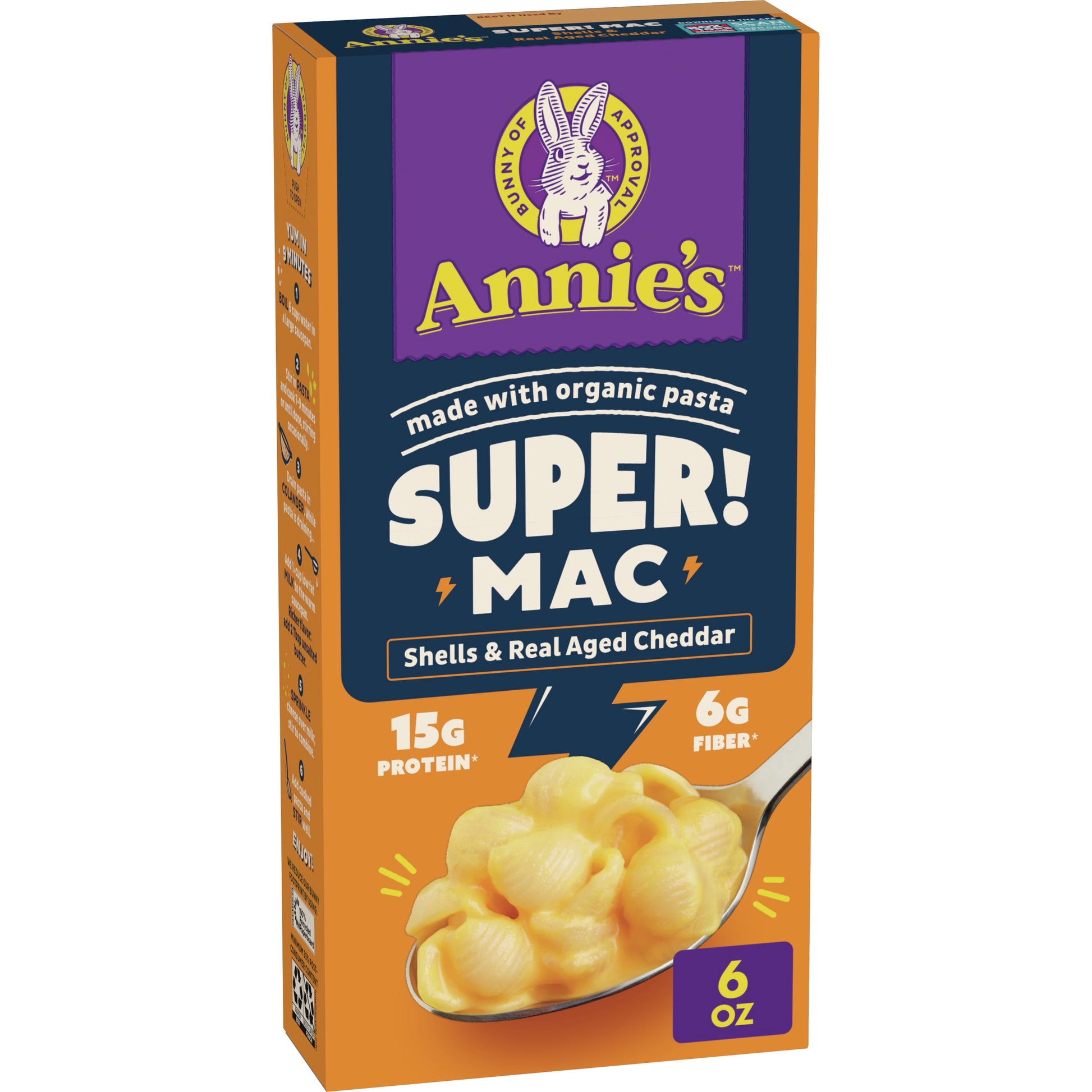 Super! Mac, Macaroni and Cheese, Shells and Real Aged Cheddar, 6 Oz