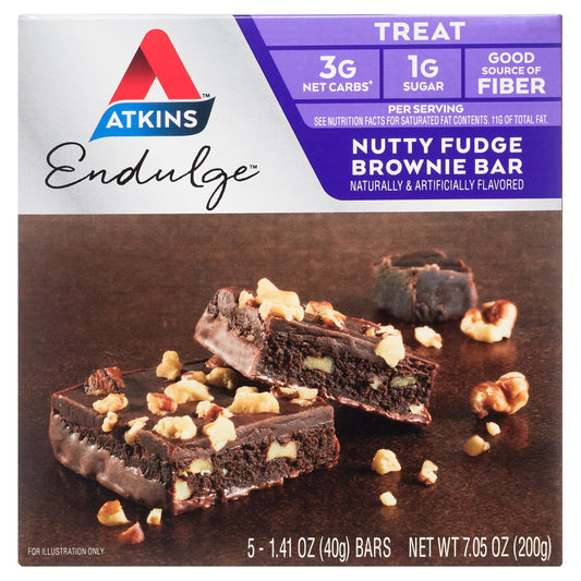 Endulge Nutty Fudge Brownie, Dessert Favorite, Good Source of Fiber, Low Sugar, 5 Ct