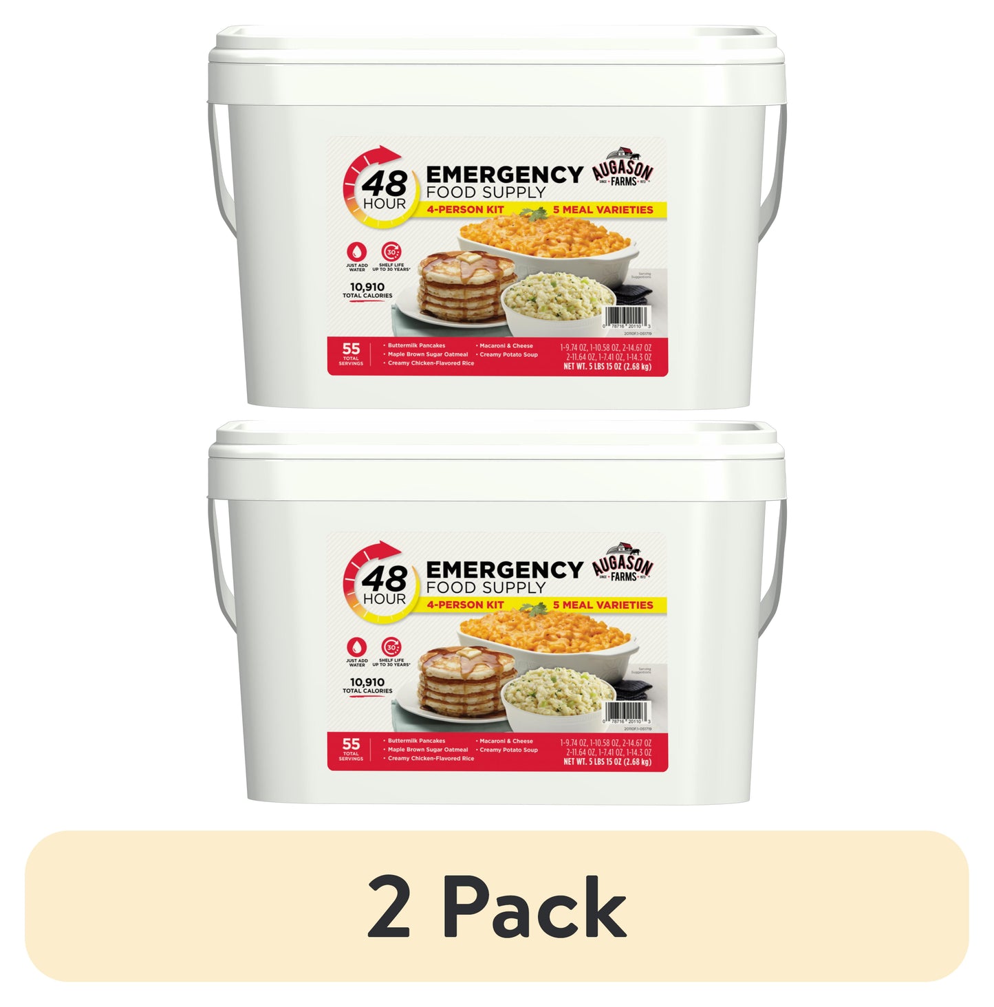 (2 Pack)  48-Hour 4-Person Emergency Food Supply, 95 Oz