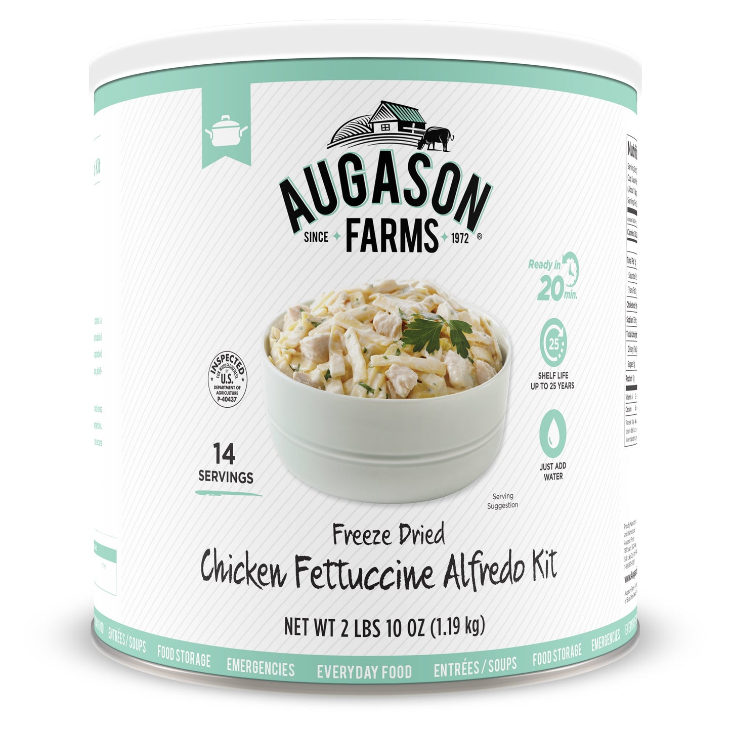 Freeze Dried Chicken Fettuccine Alfredo Kit 2 Lbs 10 Oz No. 10 Can