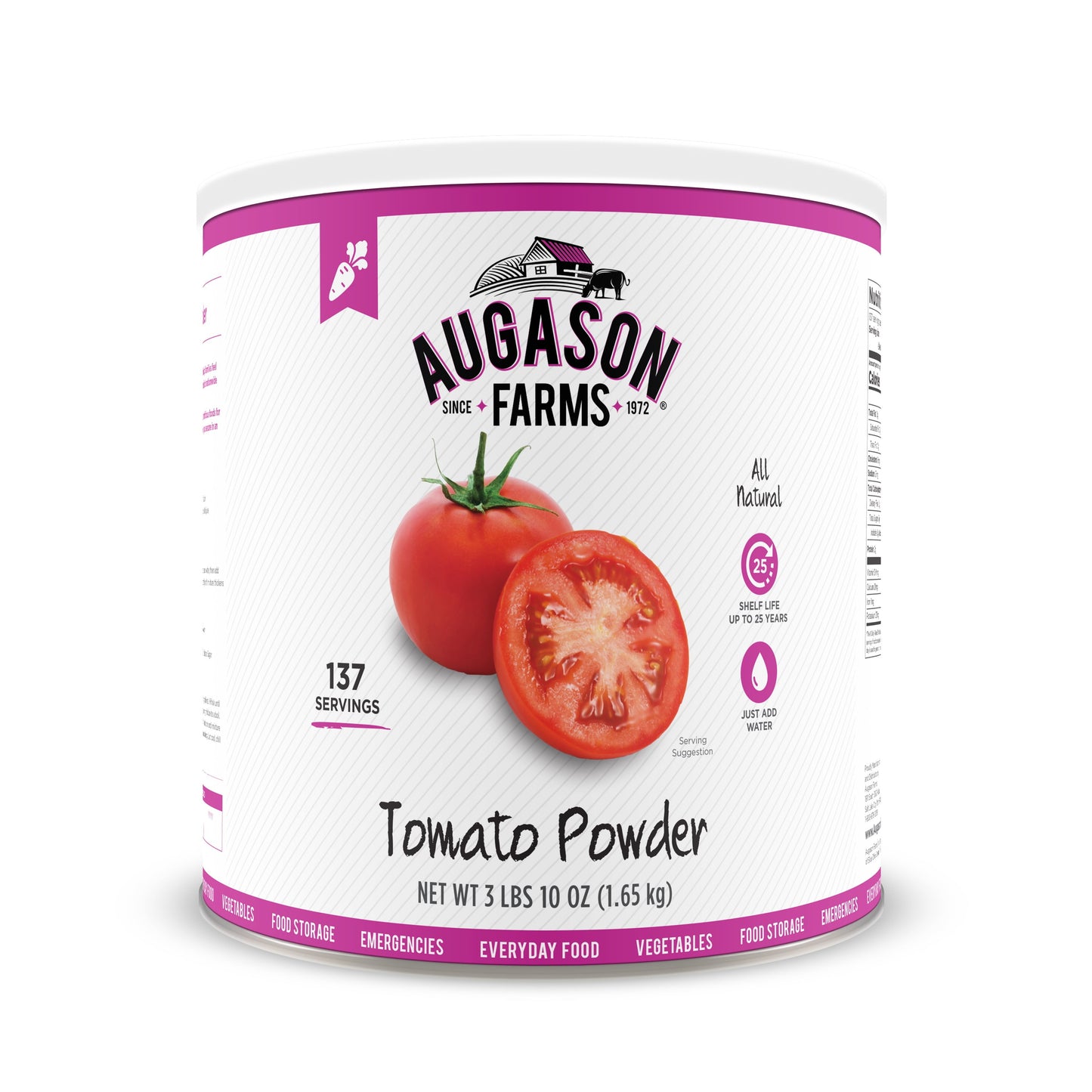 Augason Farms Tomato Powder Emergency Food Storage 3 Lbs 10 Oz No. 10 Can