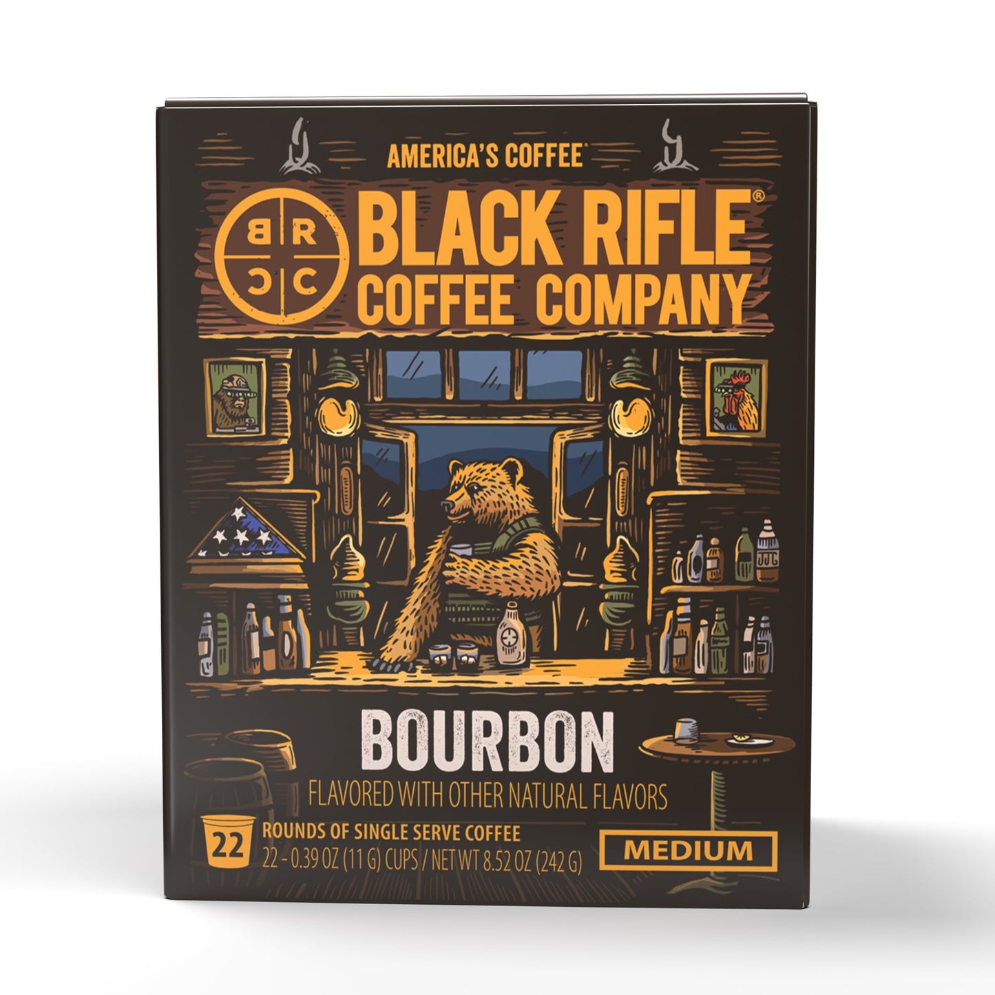 Black Rifle Coffee Company Just Black K Cups Pods, Medium Roast, 22 Ct