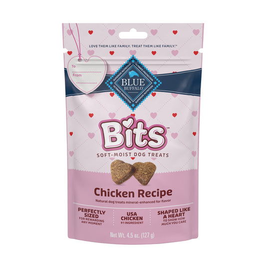 Valentine Blue Bits Natural Soft-Moist Training Dog Treats Chicken Recipe