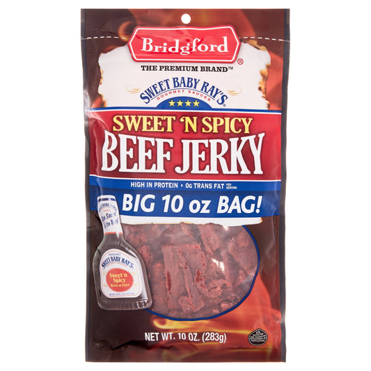 100% Beef Sweet Baby Ray'S Sweet 'N Spicy Beef Jerky 10Oz Resealable Bag