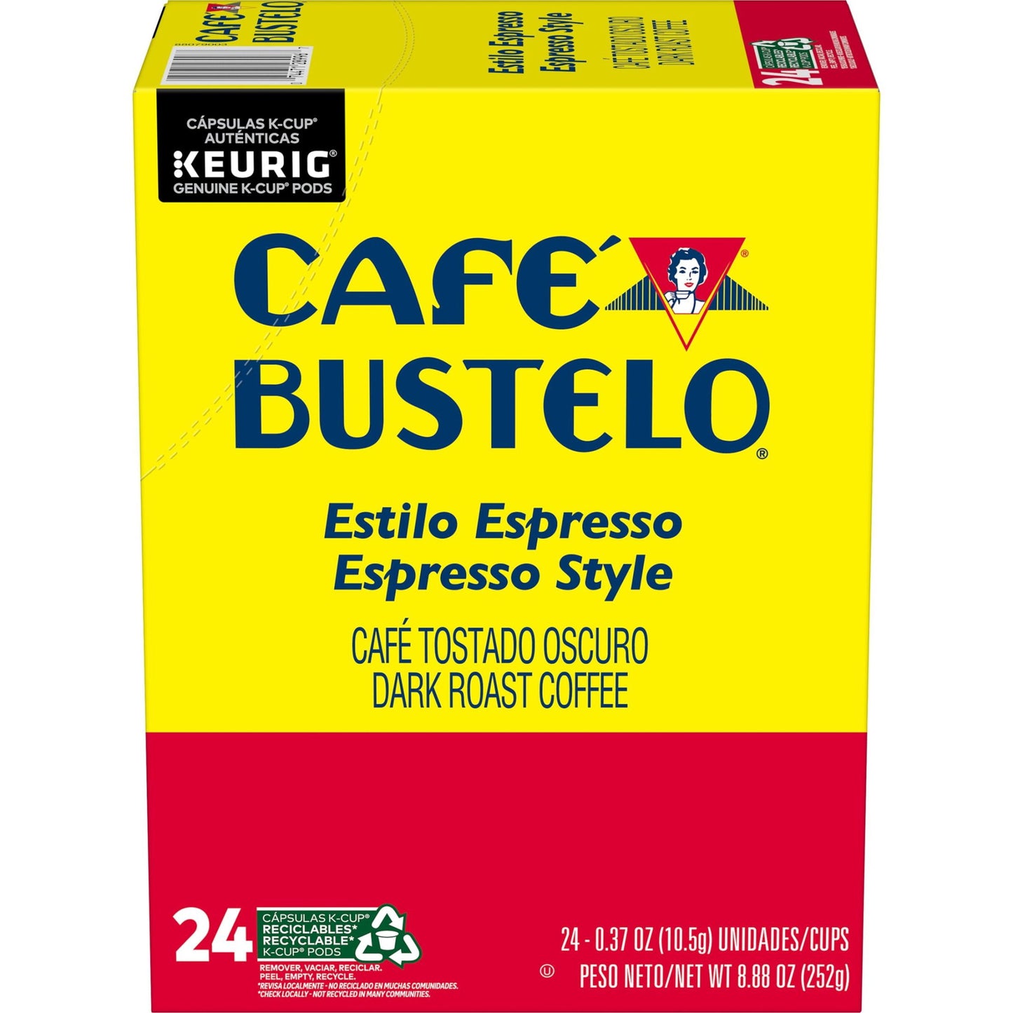 Cafe Bustelo Espresso Style, Dark Roast Coffee, Keurig K-Cup Pods, 24