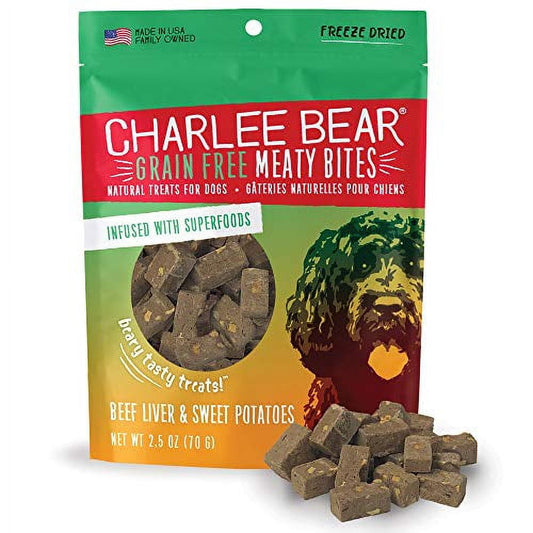 Charlee Bear Meaty Bites Dog Treats, Beef Liver & Sweet Potatoes, 2.5o