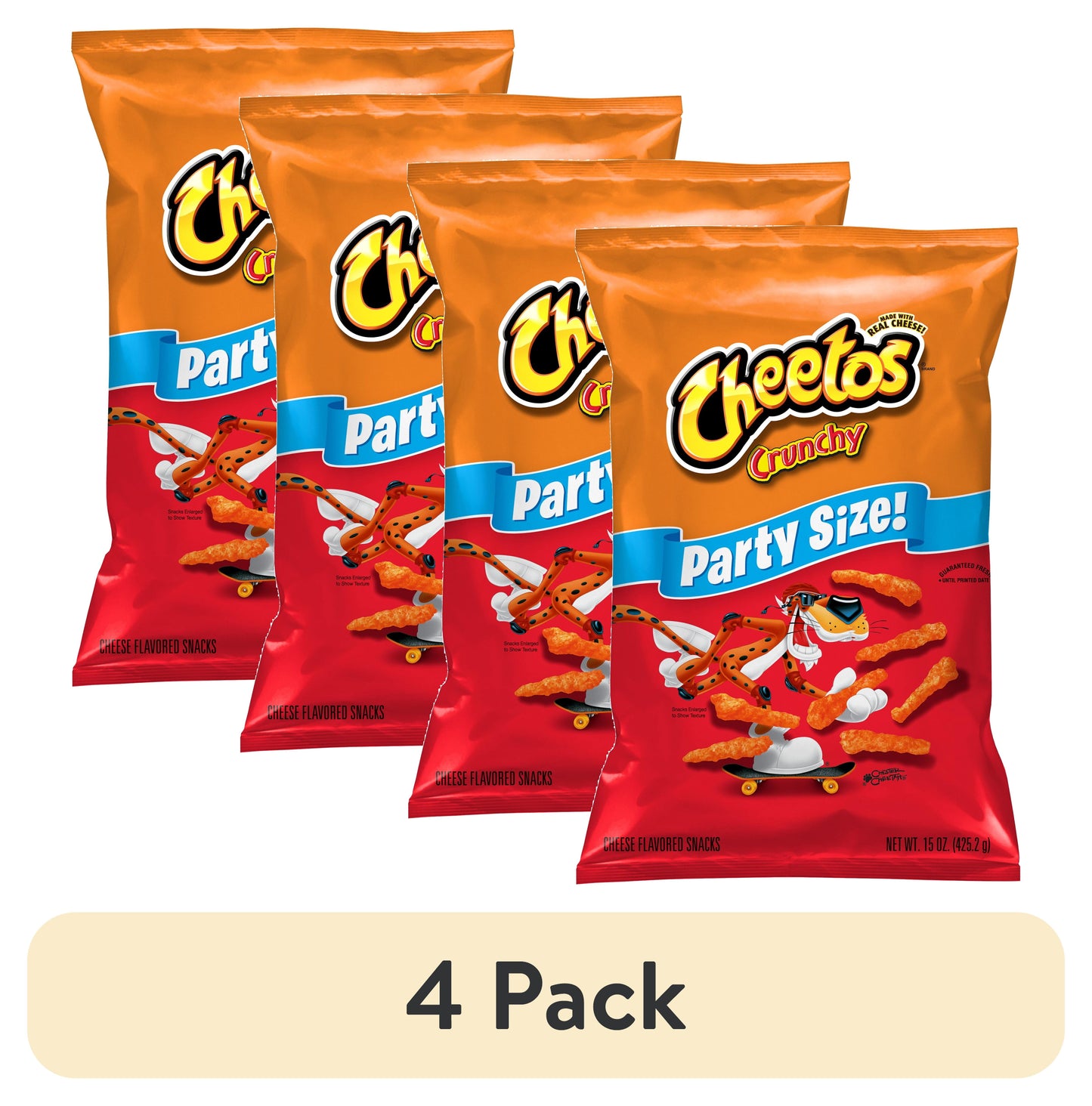 (4 Pack)  Crunchy Cheese Puff Chips, 15 Oz Bag