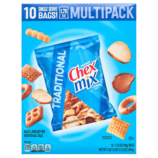 Snack Party Mix, Traditional, Multipack, Pub Mix Snack Bags, 10 Ct