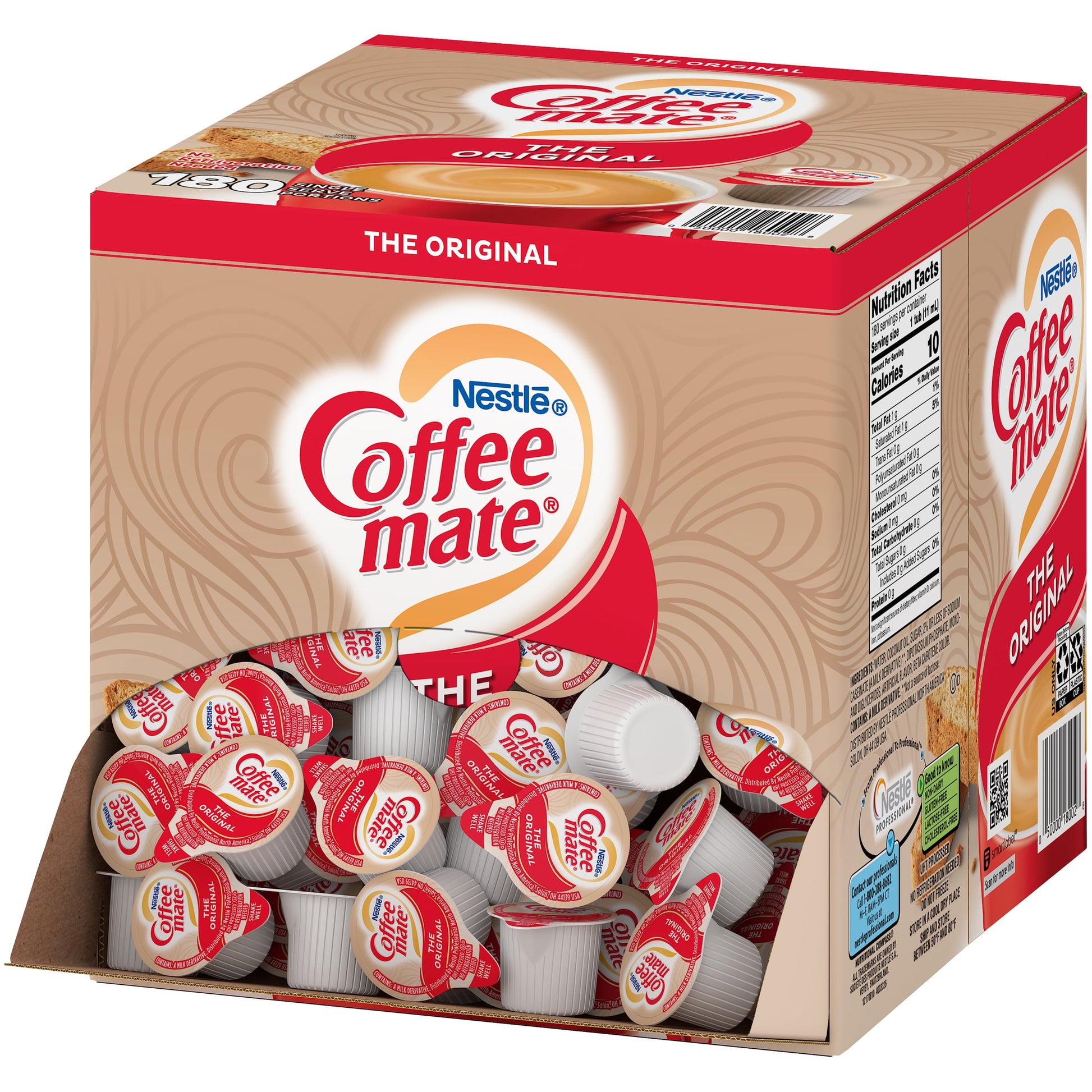 Coffee Mate Original Liquid Coffee Creamer Singles, Lactose-Free Creamer, 0.375 Fl Oz, 180 Ct