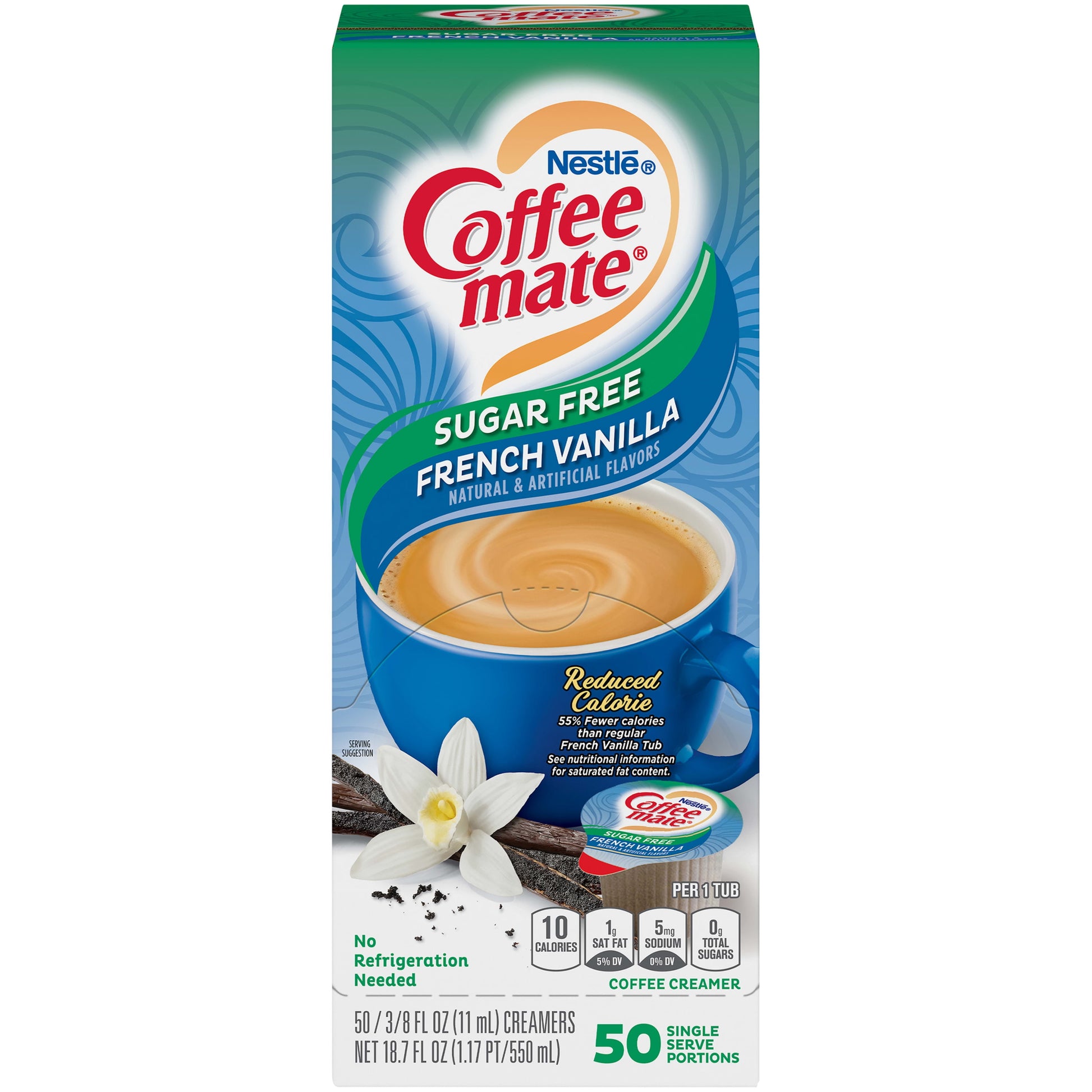 Coffee Mate Sugar Free French Vanilla Liquid Coffee Creamer Singles, Lactose-Free, 0.375 Fl Oz, 200 Ct