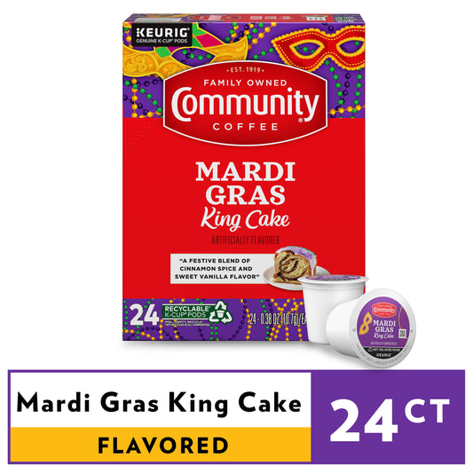 Community Coffee Mardi Gras King Cake Pods for Keurig K-cups 24 Count