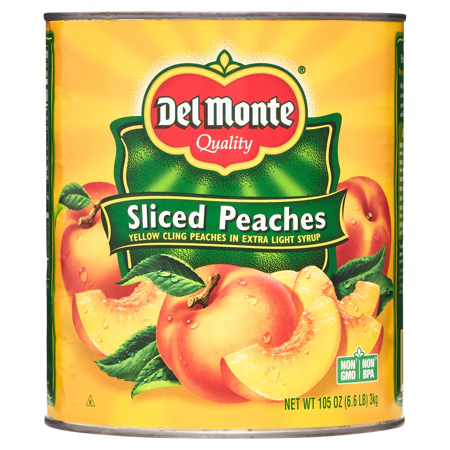 Sliced Peaches, Extra Light Syrup, Canned Fruit, 105 Oz Can