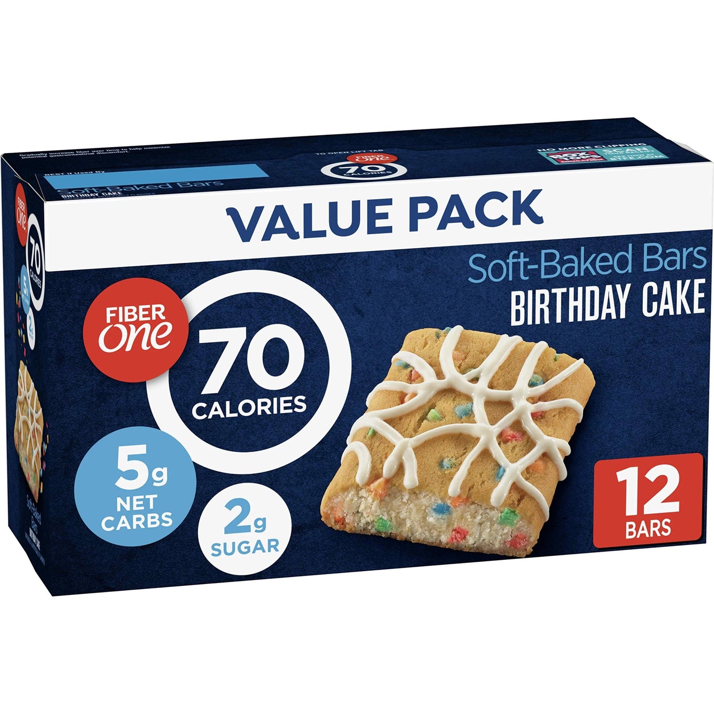 70 Calorie Soft-Baked Bars, Birthday Cake, Snack Bars, 12 Ct