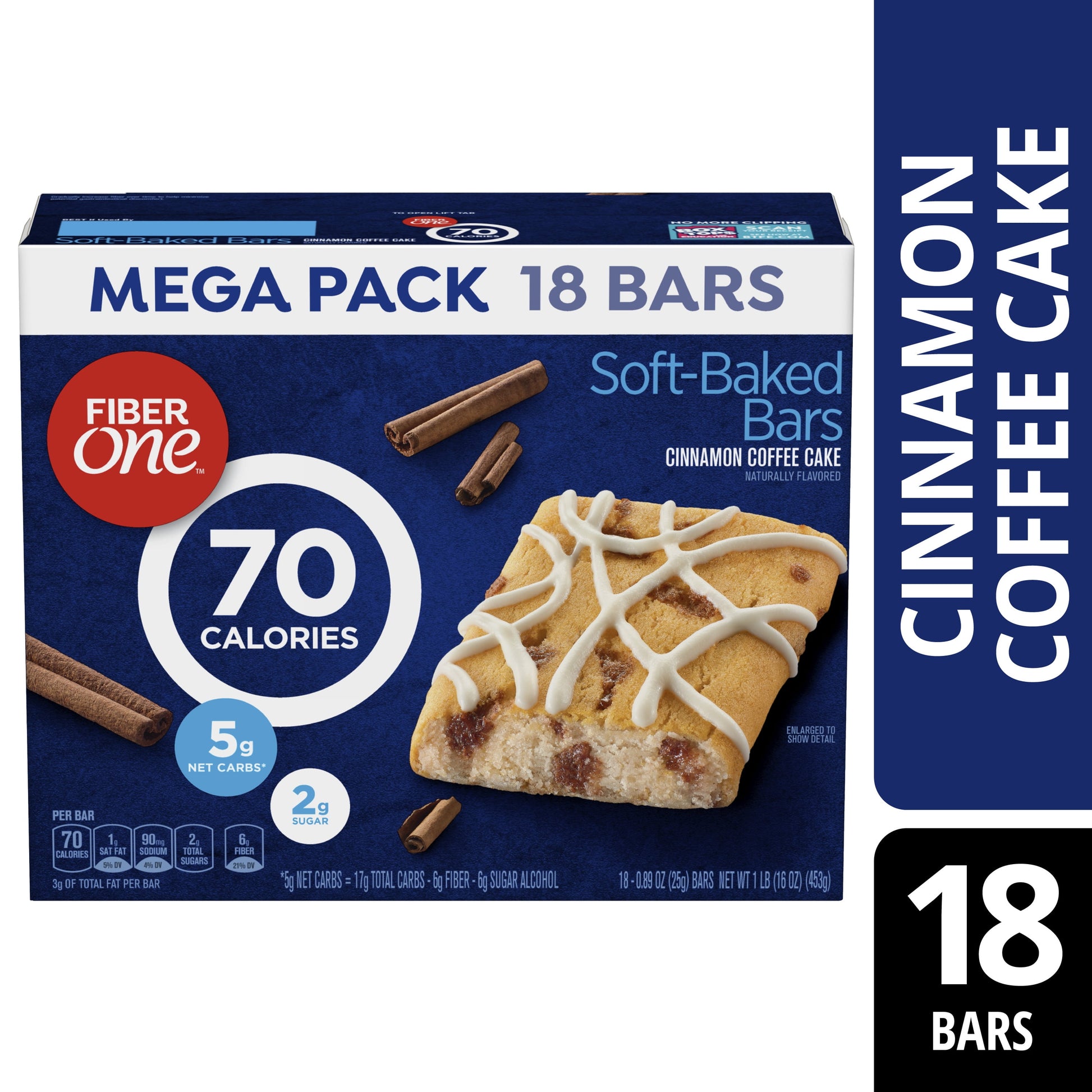 70 Calorie Soft-Baked Bars, Cinnamon Coffee Cake, 18 Ct