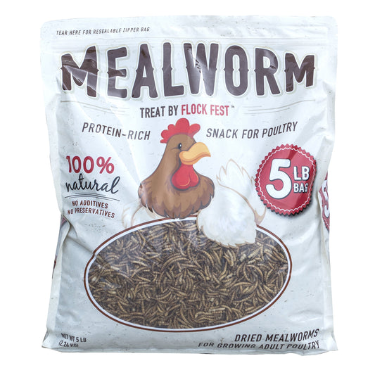 Dried Mealworms for Chickens, Wild Birds, Ducks, and Small Pets, 5 Lbs. Bag