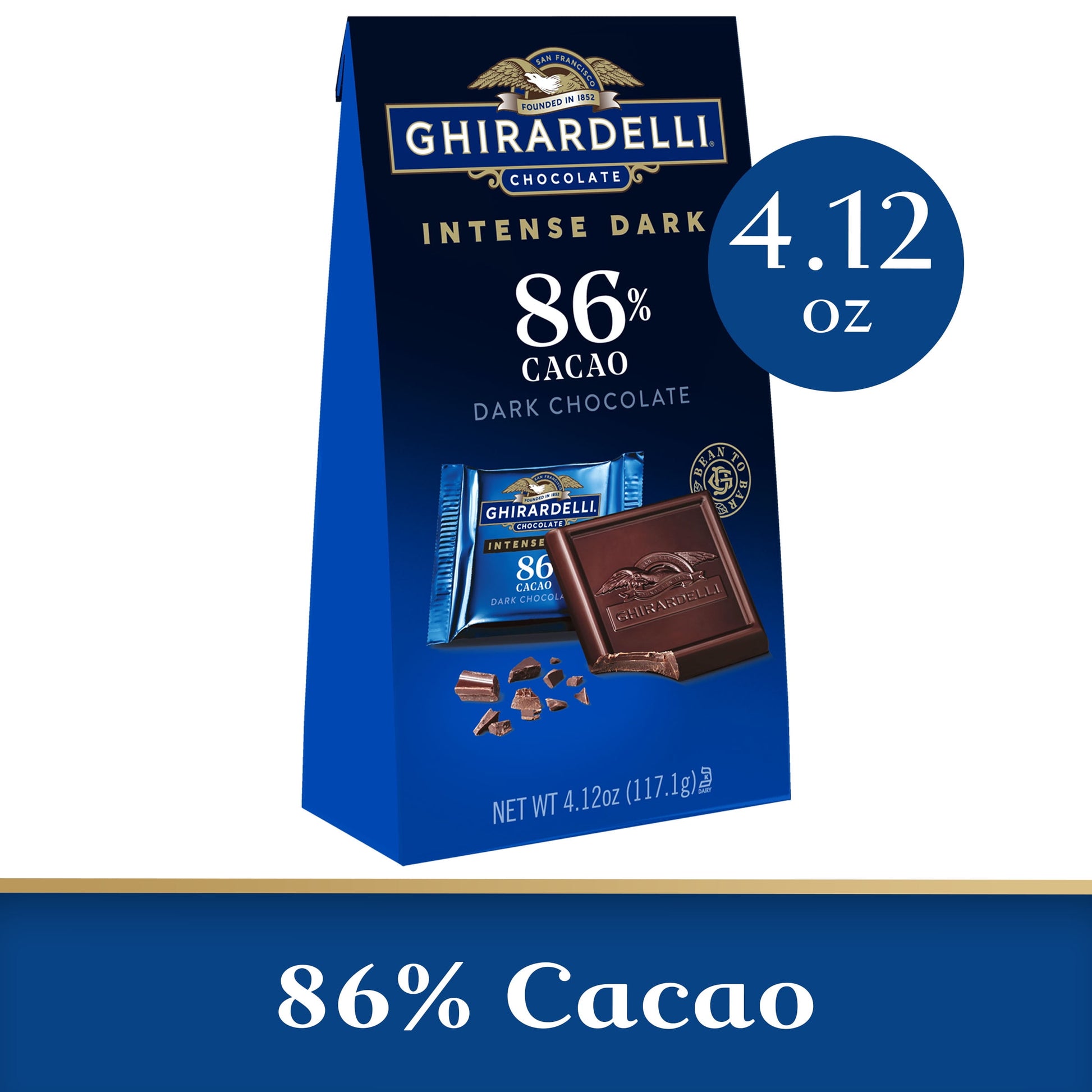 Intense Dark Chocolate Squares, 86% Cacao, 4.12 Oz Bag