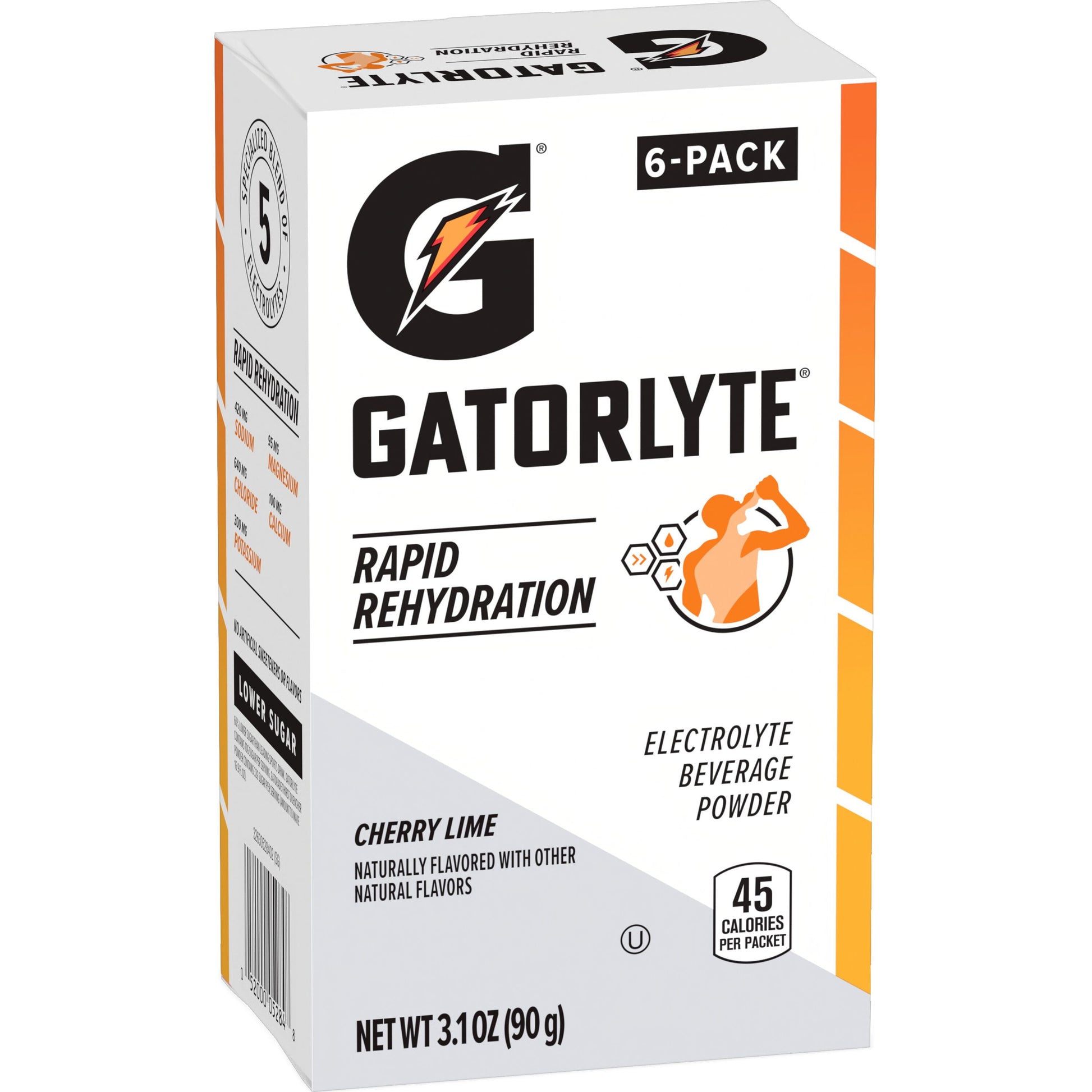 Gatorlyte Electrolyte Beverage Powder, Cherry Lime, 0.52 Oz Packets, 6 Pack, Drink Mix