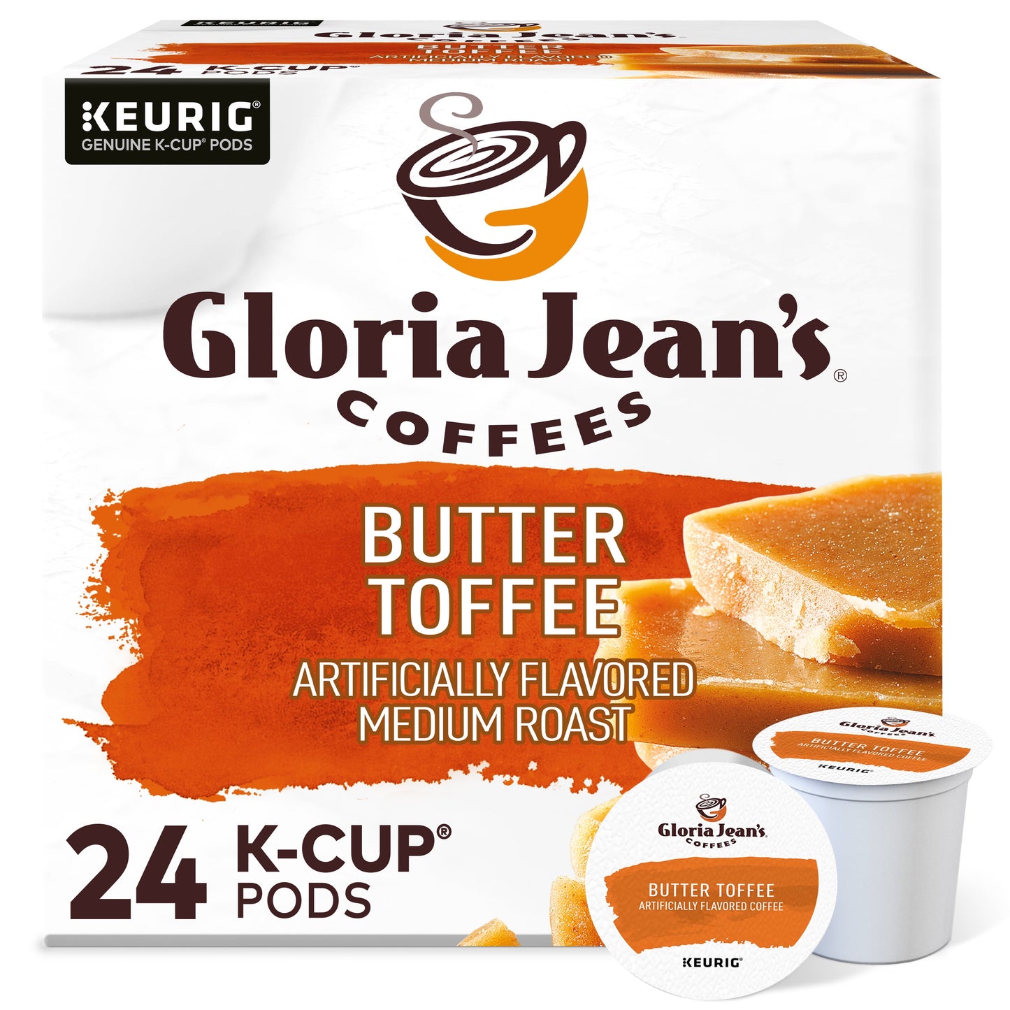 Gloria Jean'S Coffee, Butter Toffee Medium Roast K-Cup Coffee Pods, 24 Count