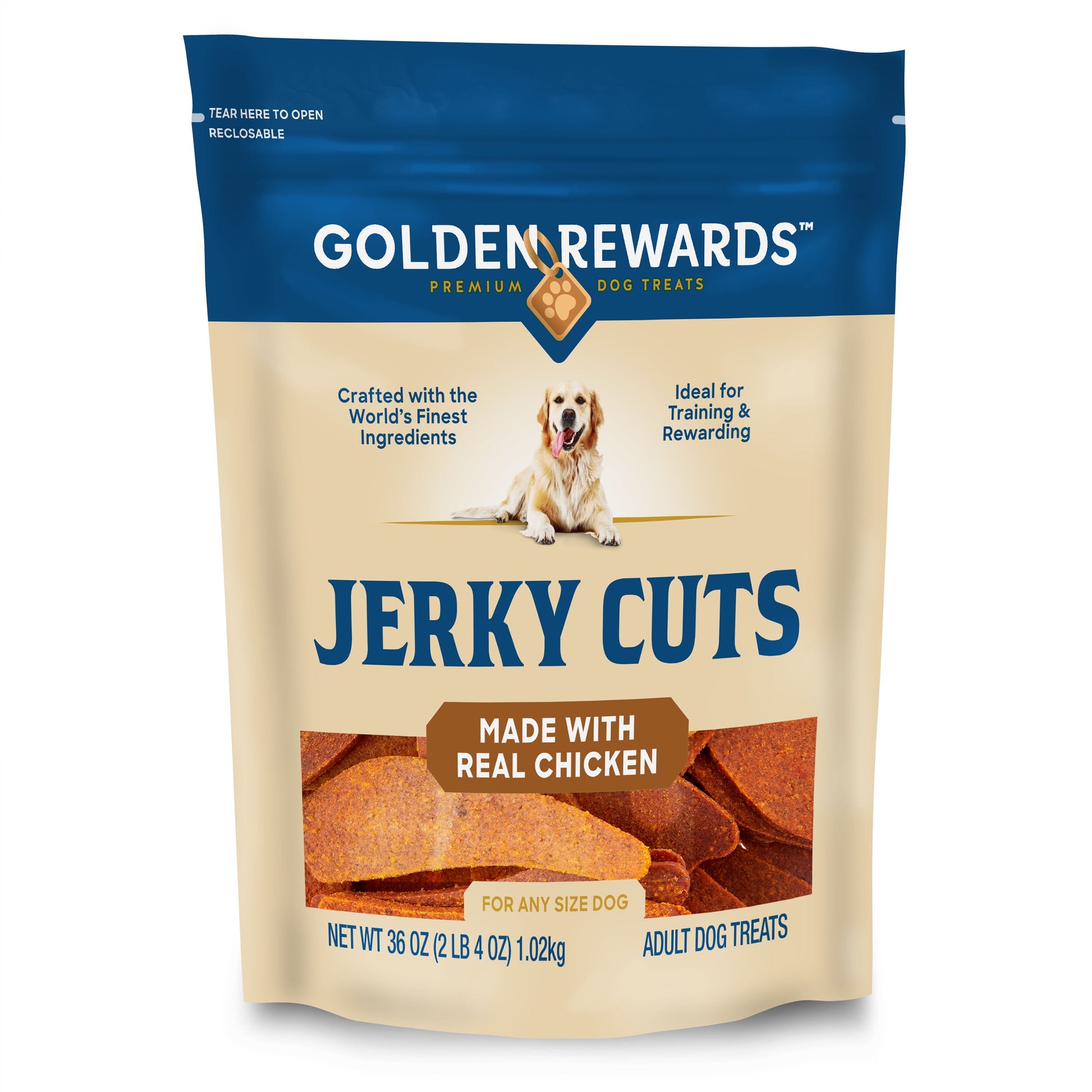 Adult Dog Dry Jerky Cut Treats with Real Chicken, 36 Oz Bag